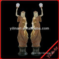 Dancing Girl with A Light Stone Statues , Natural Mixed Stone Statue YL-R410